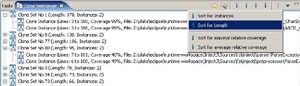 overview of clones in the CloneTreeView